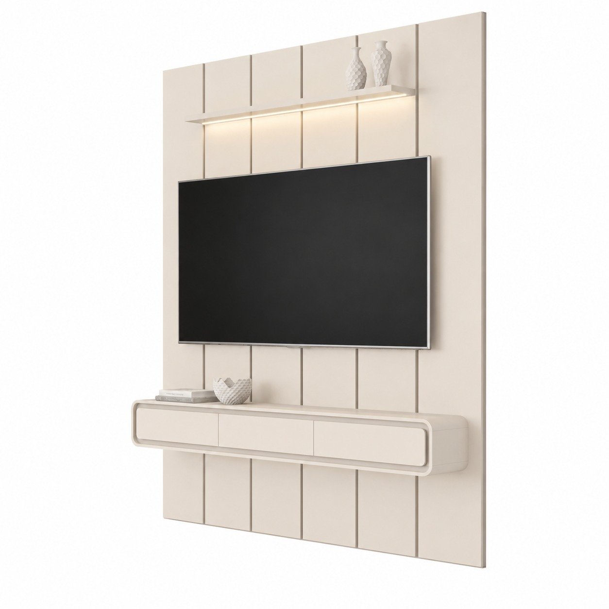 Painel até 75″ Lumi 1,88 m Off White + Nicho Liv 1,80 Off White – EDN MÓVEIS - Imagem 4