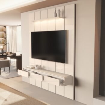 Alternative view of Painel até 75″ Lumi 1,88 m Off White + Nicho Liv 1,80 Off White – EDN MÓVEIS