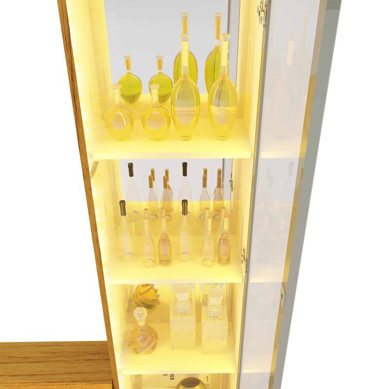 Home Luminare Reflect Larg. 2.30m Off White/Naturale C/LED e Espelho TV de até 70" - Gelius - Imagem 10