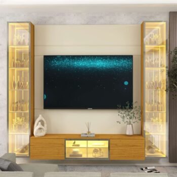 Alternative view of Home Luminare Reflect Larg. 2.30m Off White/Naturale C/LED e Espelho TV de até 70" - Gelius