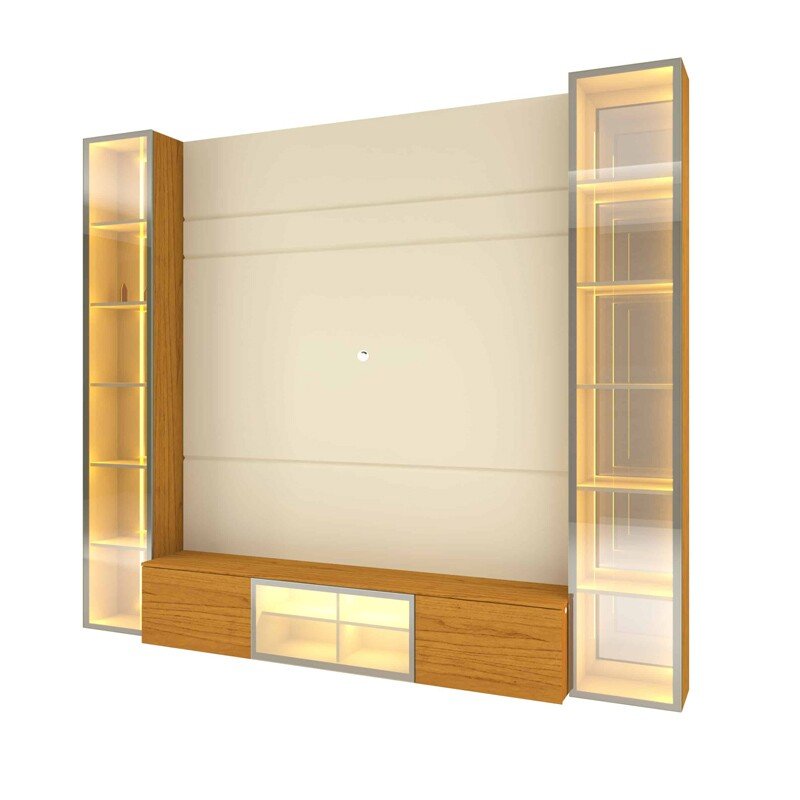 Home Luminare Reflect Larg. 2.30m Off White/Naturale C/LED e Espelho TV de até 70" - Gelius - Imagem 4