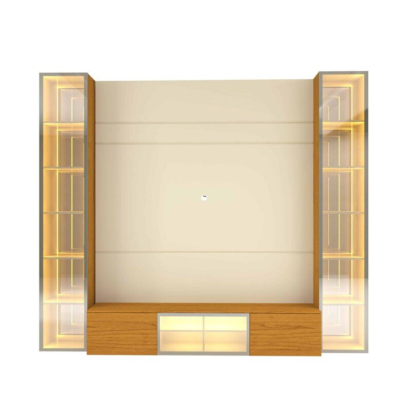 Home Luminare Reflect Larg. 2.30m Off White/Naturale C/LED e Espelho TV de até 70" - Gelius - Imagem 5