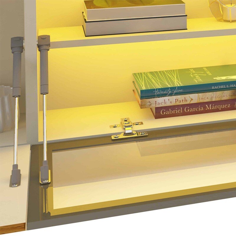Home Luminare Reflect Larg. 2.30m Off White/Naturale C/LED e Espelho TV de até 70" - Gelius - Imagem 7