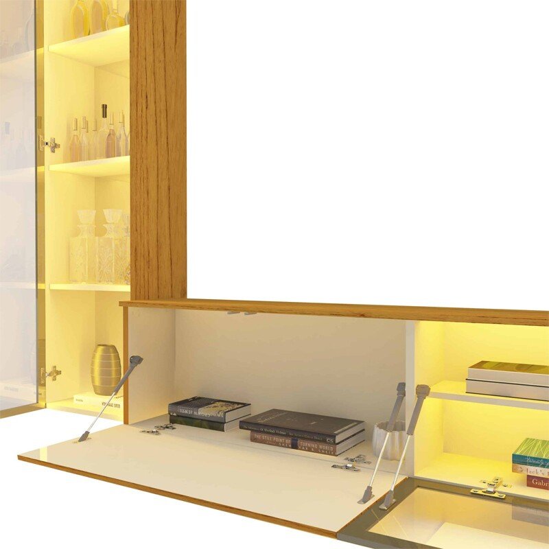 Home Luminare Reflect Larg. 2.30m Off White/Naturale C/LED e Espelho TV de até 70" - Gelius - Imagem 9