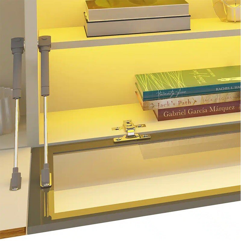 Home Luminare Reflect Larg. 2.93m Off White/Naturale C/LED e Espelho TV de até 85" - Gelius - Imagem 5
