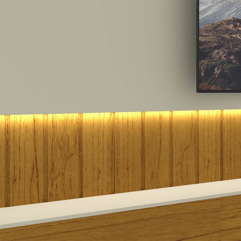 Home Suspenso Soberano Reflecta Larg. 2.30m Nature/Off C/Led 100% MDF para TV até 85" - Gelius - Imagem 8