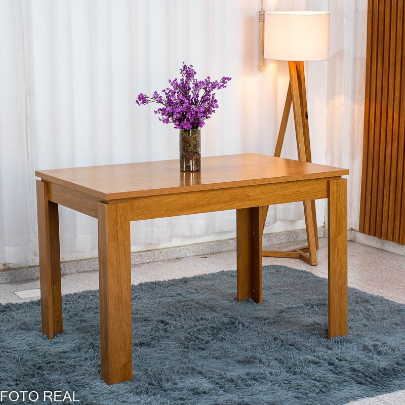 Mesa Athenas 120x80 Amêndoa Clean Tampo Maciço - Móveis Lopas + 4 Cad. Gabi Linho Cinza A Claro Madeira Maciça Entregue Montada - Bom Lar - Imagem 11