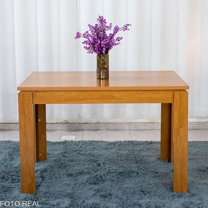 Mesa Athenas 120x80 Amêndoa Clean Tampo Maciço - Móveis Lopas + 4 Cad. Gabi Linho Cinza A Claro Madeira Maciça Entregue Montada - Bom Lar - Imagem 12