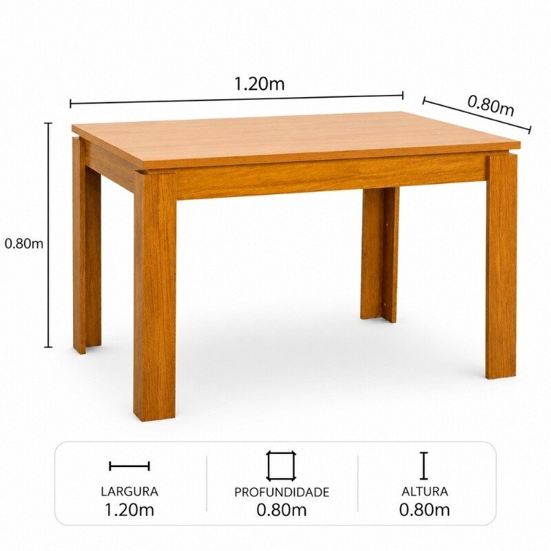 Mesa Athenas 120x80 Amêndoa Clean Tampo Maciço - Móveis Lopas + 4 Cad. Gabi Linho Cinza A Claro Madeira Maciça Entregue Montada - Bom Lar - Imagem 10