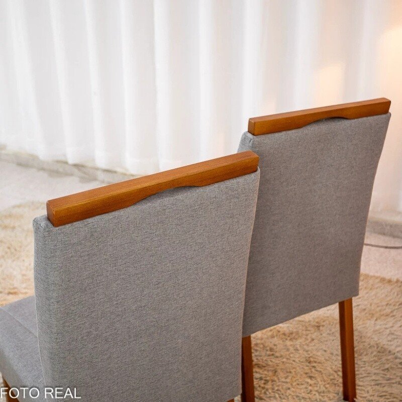Mesa de Jantar Moscou 90x90 Vidro Off/Cinamomo Minas Plac + 4 Cadeiras Isabela Linho Cinza 05 Madeira Maciça KM Decor - Entregue Montada - Imagem 3