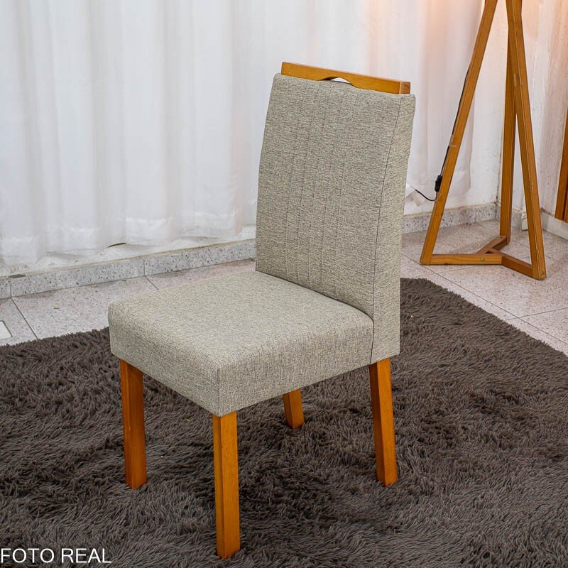 Mesa de Jantar Moscou 90x90 Vidro Off/Base Cinamomo + 4 Cad. Atlanta Linho Bege Cru Madeira Minas Plac - Entregue Montada - Imagem 11
