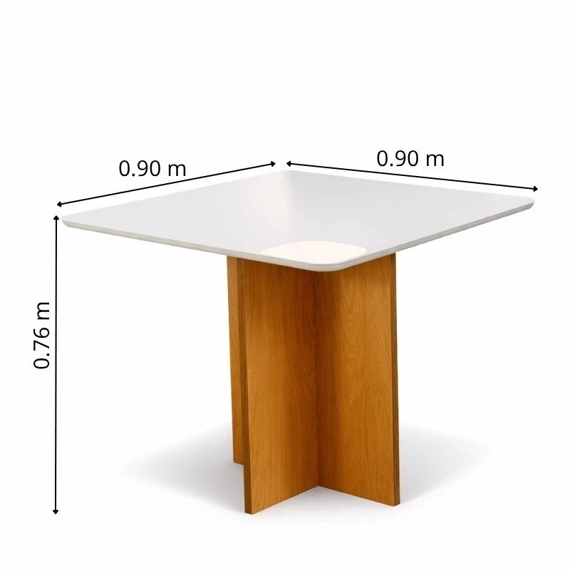 Mesa de Jantar Moscou 90x90 Vidro Off/Base Cinamomo + 4 Cad. Atlanta Linho Bege Cru Madeira Minas Plac - Entregue Montada - Imagem 6