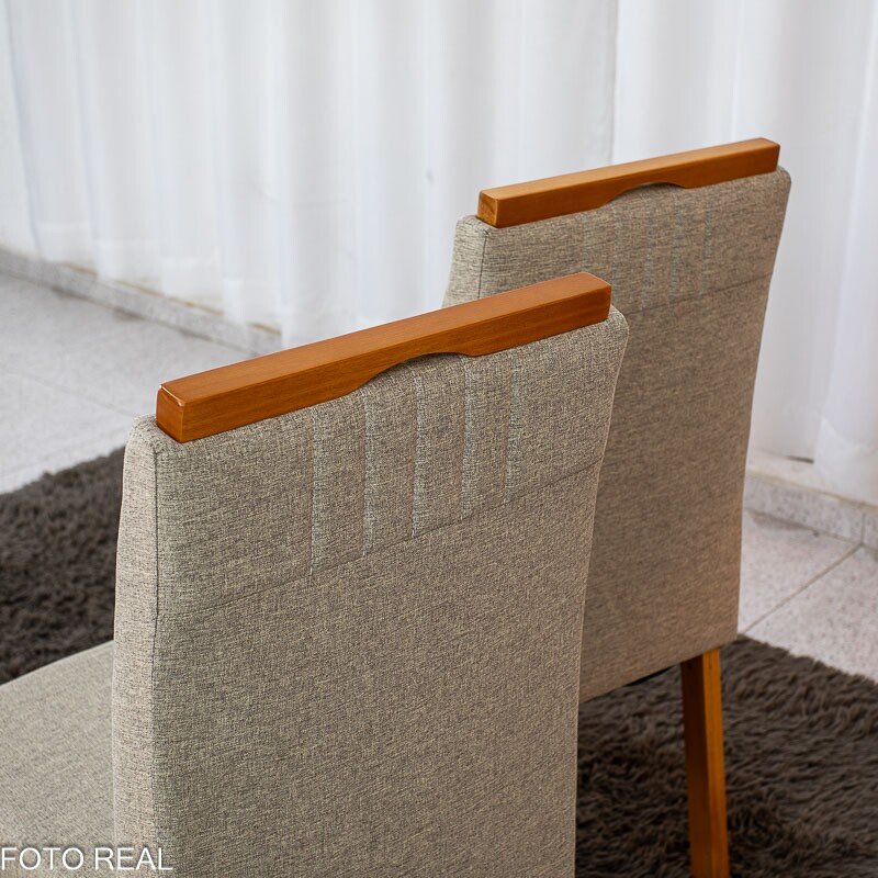 Mesa de Jantar Moscou 90x90 Vidro Off/Base Cinamomo + 4 Cad. Atlanta Linho Bege Cru Madeira Minas Plac - Entregue Montada - Imagem 10