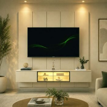 Painel Realce Larg. 2.20m Off + Nicho Luminare Larg. 2.15m Off C/Led Para TV's 85 Polegadas - Gelius