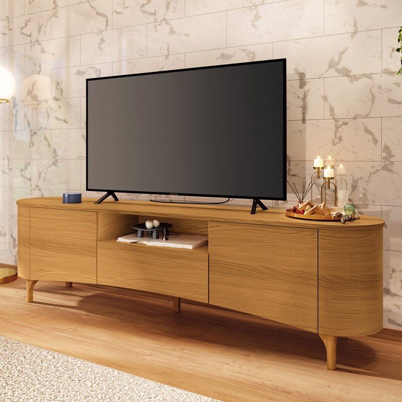 Rack Elara Larg. 2.00m Cinamomo para TVs até 80 Polegadas - HB Móveis