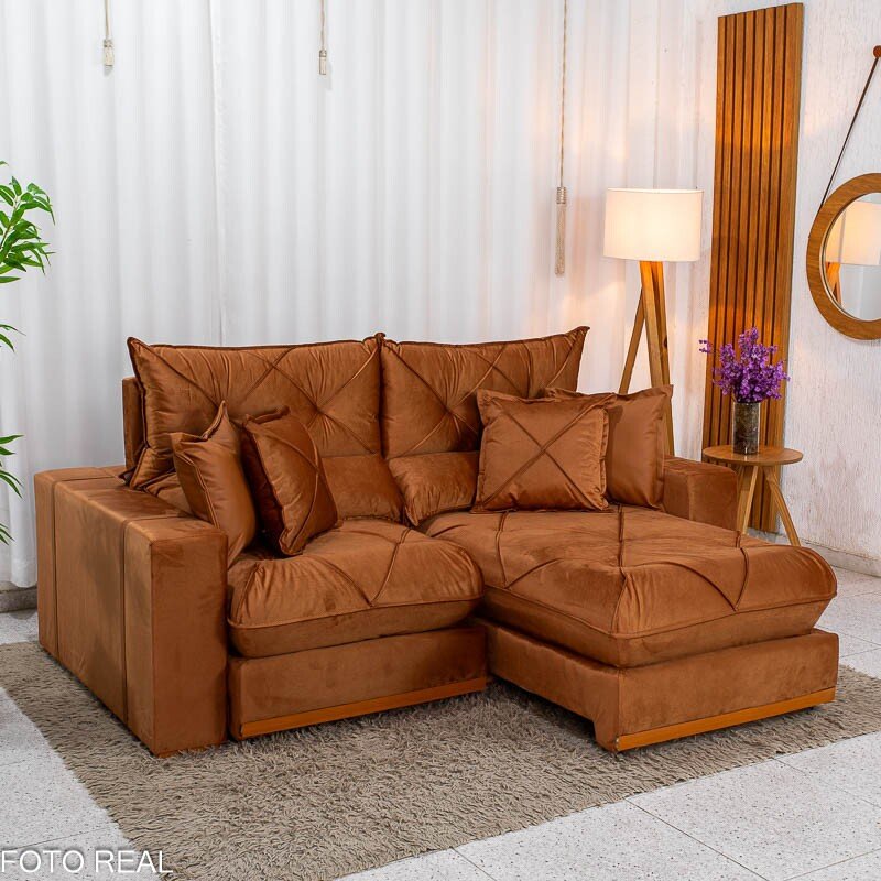 Sofá Retrátil Reclinável Gran Bello 2.00m Veludo Terracota 24 - Molas Ensacadas - Imagem 4