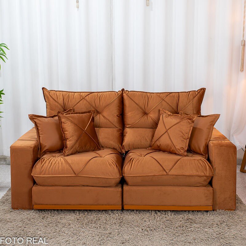 Sofá Retrátil Reclinável Gran Bello 2.00m Veludo Terracota 24 - Molas Ensacadas - Imagem 6