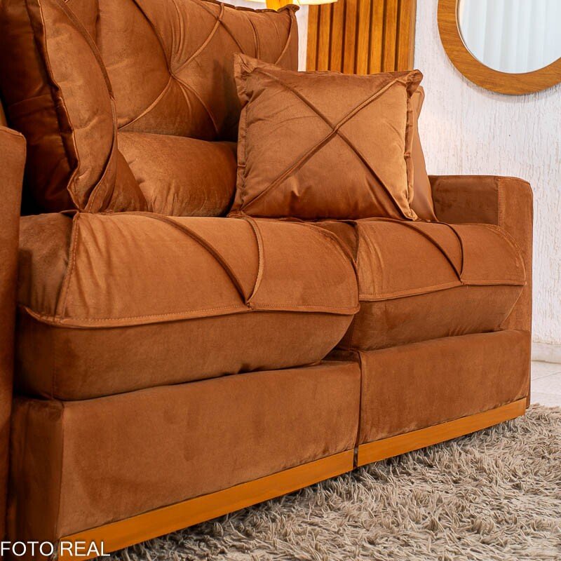 Sofá Retrátil Reclinável Gran Bello 2.00m Veludo Terracota 24 - Molas Ensacadas - Imagem 8
