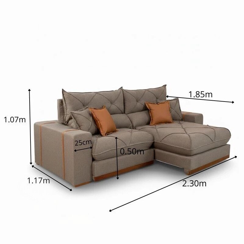 Sofá Retrátil Reclinável Gran Bello 2.30m Linho Marrom 28 - Molas Ensacadas Pocket - Imagem 2