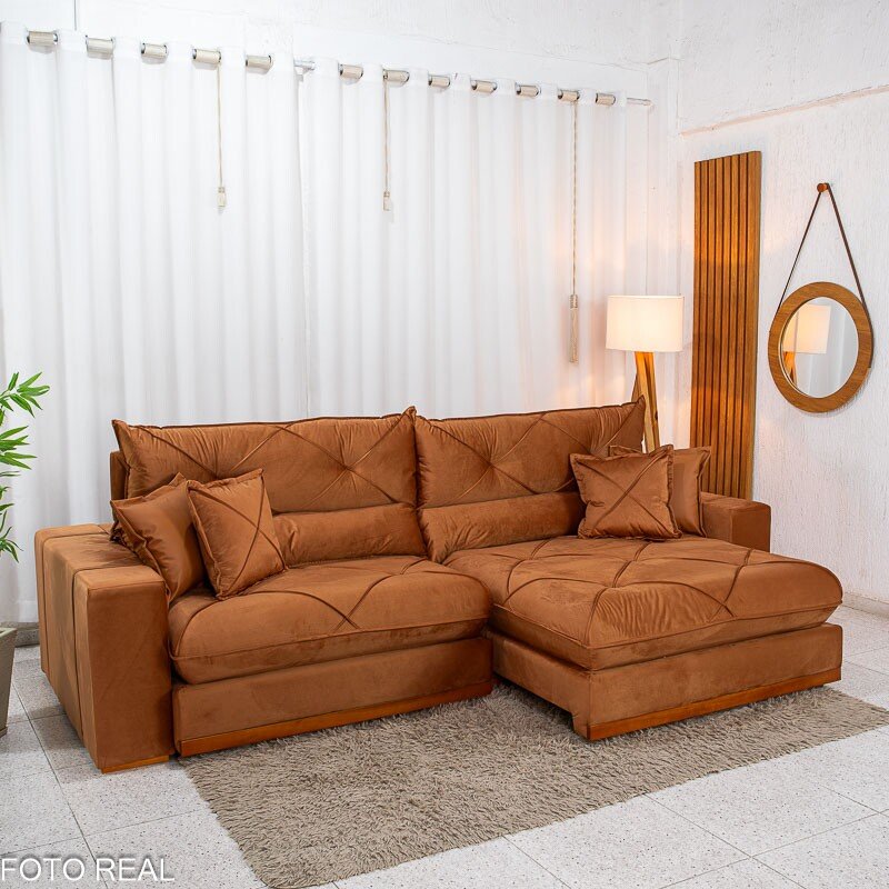 Sofá Retrátil Reclinável Gran Bello 2.90m Veludo Terracota 24 - Molas Ensacadas - Imagem 4