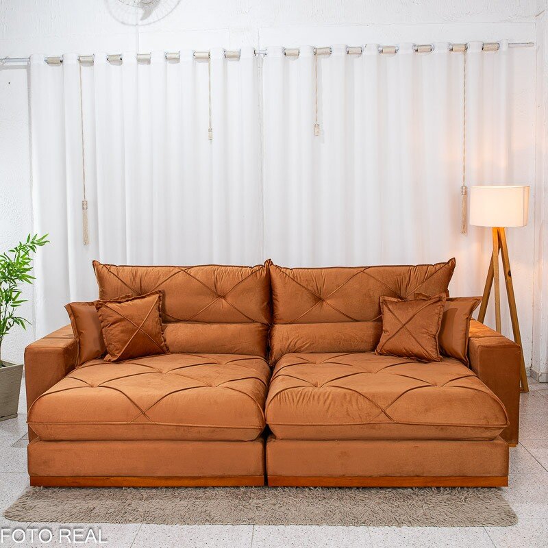 Sofá Retrátil Reclinável Gran Bello 2.90m Veludo Terracota 24 - Molas Ensacadas - Imagem 5