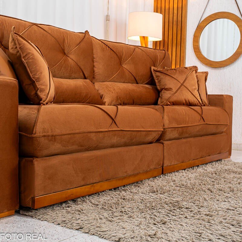 Sofá Retrátil Reclinável Gran Bello 2.90m Veludo Terracota 24 - Molas Ensacadas - Imagem 8