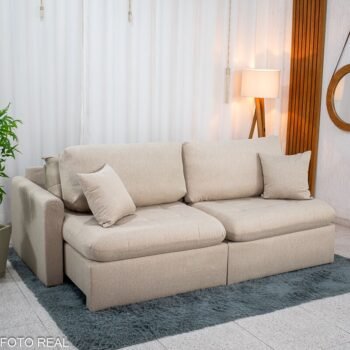 Sofá Retrátil Reclinável Guapé Larg. 2.27m Linho Bege 459