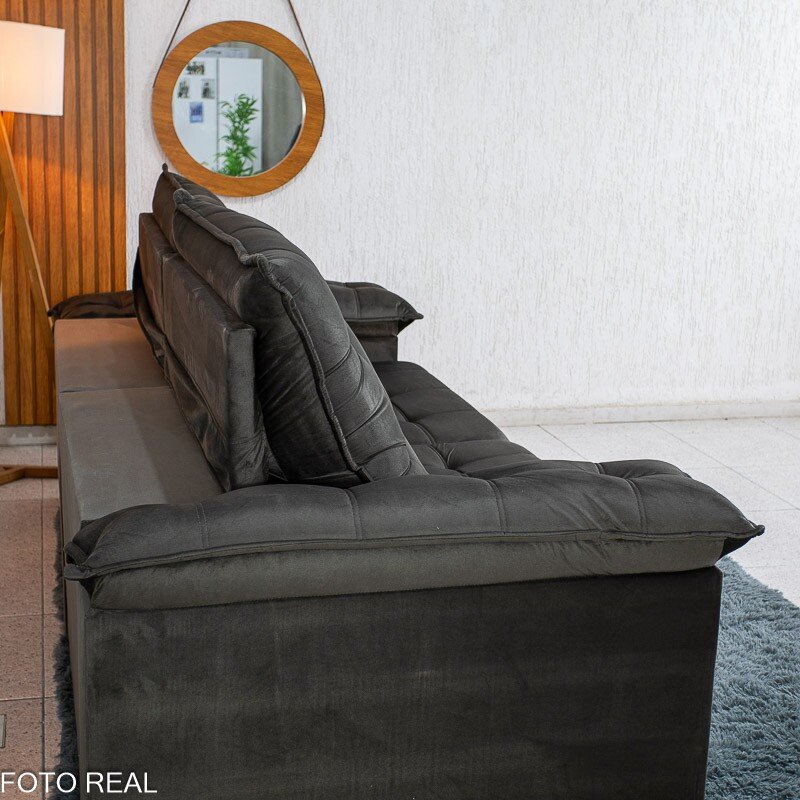 Sofá Retrátil Reclinável Mariana 2.50m Veludo Marrom 320 - D33 e Molas Ensacadas - Imagem 10